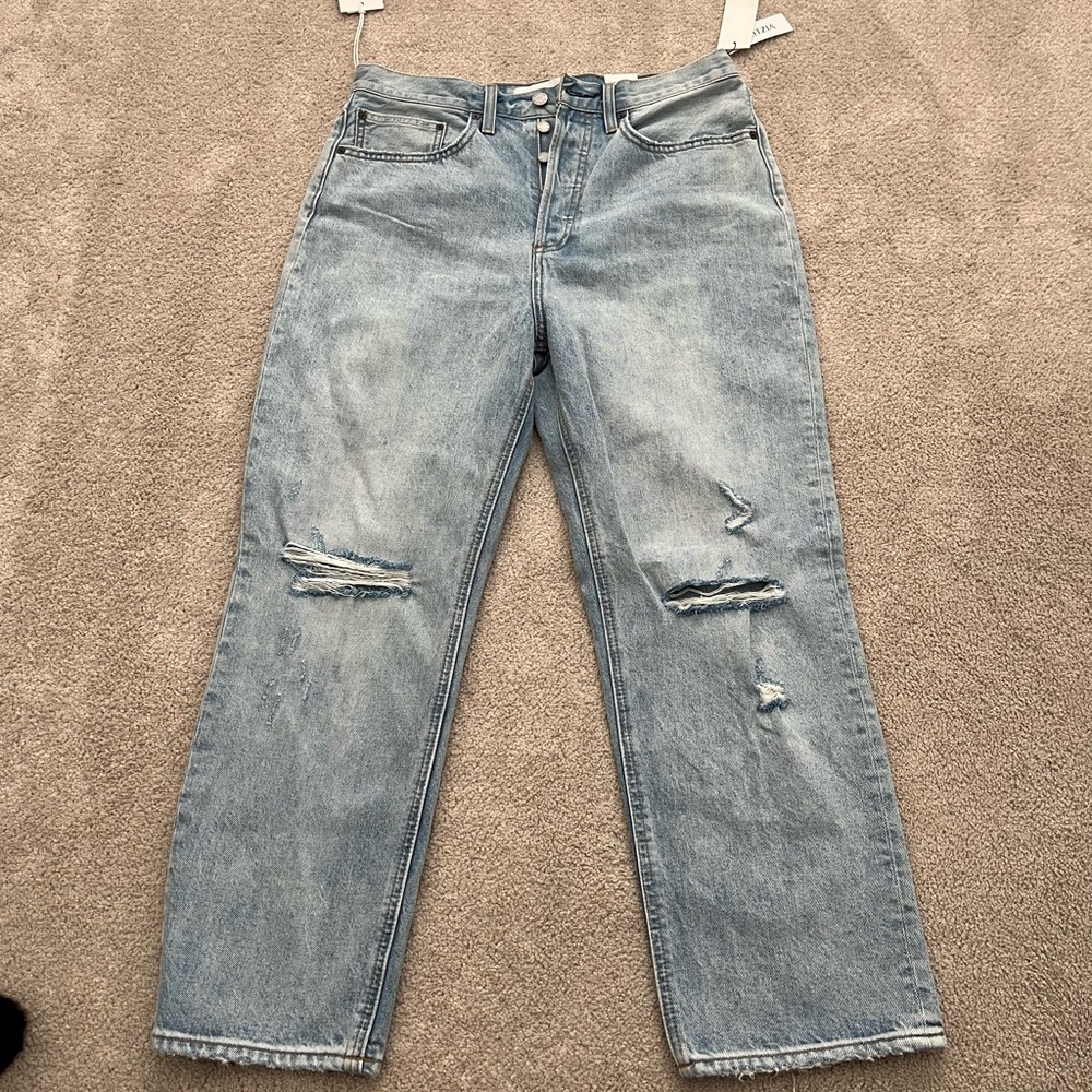 Denim Forum Distressed Light Blue Jeans